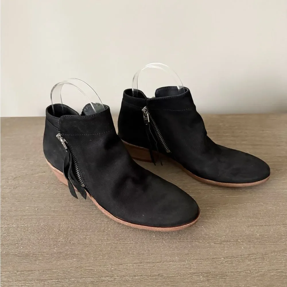 NWB Sam Edelman Heel Ankle Boots with Zipper in Black Suede Leather Size 6.5